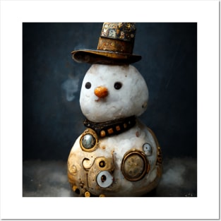 Steampunk Snowman Frosty Scene Posters and Art